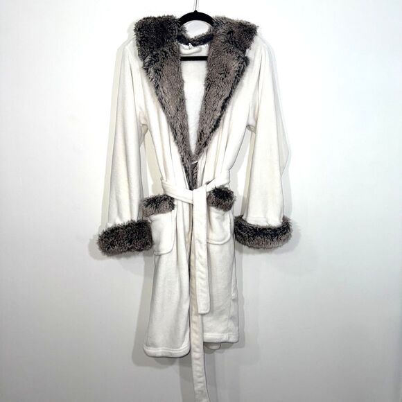 Pottery Barn Faux Fur Ombre Hooded Robe S - Picture 1 of 5